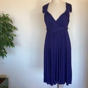 NWOT Anthropologie dress, draped, purple rayon with some spandex, never worn, S